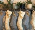 3 GOLD PAINTED WOOD Christmas wood stocking tags Personalized Christmas Stocking Tags