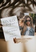 Minimalist birthday invitation printable, finally twenty one birthday party invitation, modern 21st b-day party invitation with photo - C005