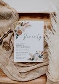 Editable boho fall floral 70th birthday invitation for women, autumn white pumpkin, pampas grass seventy birthday adult party invite - C085