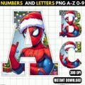 Spiderman Christmas Alphabet PNG - Spiderman Christmas Ornament - Spiderman Letters Png -Spiderman Font - Spiderman Christmas png