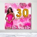 30 Shades Of Pink Birthday Backdrop 20th 30th 40th Birthday Backdrop Custom Pink Flowers Diamonds Decor Banner Photo Booth Backdrop