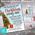 Christmas Giving Tree Gift Tag, Editable Christmas Angel Tree Flyer, Charity Event , Donation Slip, Community Fundraiser