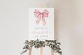 Pink Bow Baby Shower Welcome Sign, Elegant Bow Instant Editable Digital or Printed, BA91824