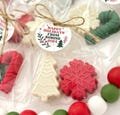 Christmas Soap Gifts - 2 Soaps Per Bag - Holiday Party Favors, Winter Baby Shower, Bulk Guest Gifts, Snowflake Tree Snowman Santa Shapes