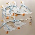 Baby Shower Decoration, Goose with Blue Gingham Bows, Nursery Decor, Silly Goose, Cottagecore Goose Wall Decor, Baby Gift