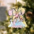 Personalized Watercolor Princess Cut Out Ornament, Family Trip Ornament, Princess And Castle Ornament, Magical Kingdom Xmas Gift NFWM02