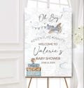 Oh boy Airplane Baby Shower Adventure Awaits Baby Shower theme Travel themed Baby Sprinkle Tan neutral Grey Welcome sign Editable 0018