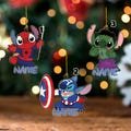 Disney Custom Superhero Stitch Ornament, Marvel Hulk Spiderman Captain America Ornament, Stitch Kids Cartoon Ornament CZL419