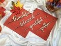 Custom Thanksgiving Place Card, Thankful Grateful Blessed Gather Place Cards, Thanksgiving Table Decor, Laser Cut Sign, Gather Place Setting