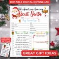 Secret Santa Questionnaire Printable, Gift Exchange Ideas, Gift Tag, Christmas Survey for Work, Family and Friends, Instant Download