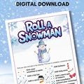 Roll a Snowman Game, Printable Christmas Activity for Kids, Fun Family Game, Holiday Classroom Game