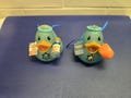 Set of 2 Blue Hanukkah Duckies Embellished with a Festive candle box, potato Pancake box, Dreidel and jar of apple sauce.